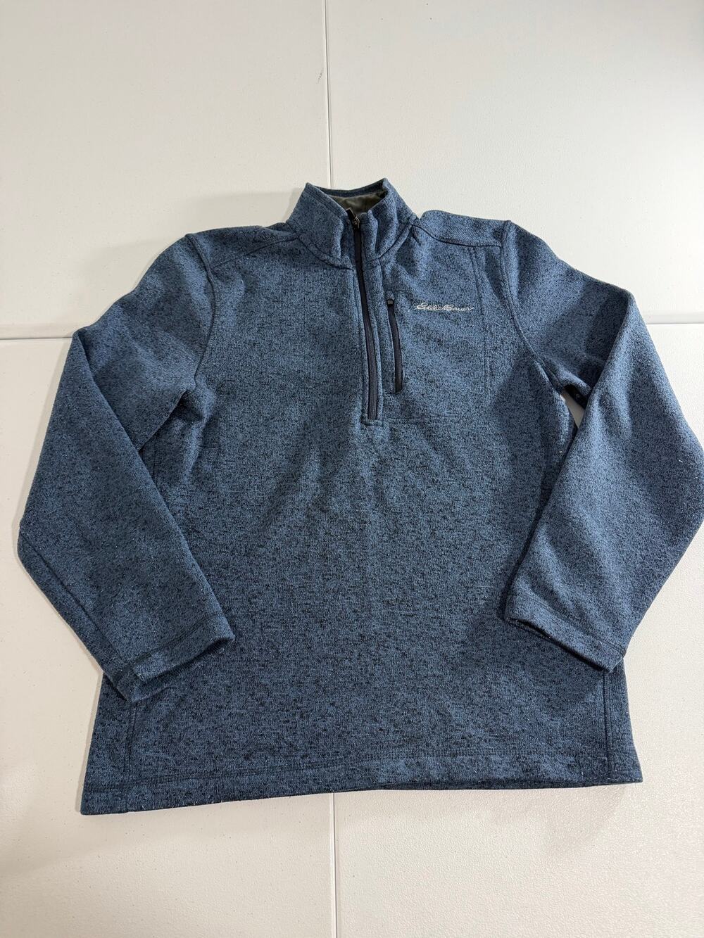 Eddie Bauer Men’s M Quarter Zip Sweater Fleece Pullover Navy Heather